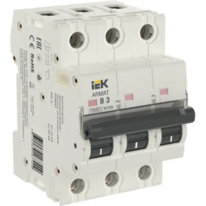 IEK ARMAT Автоматический выключатель M10N 3P B 3А - AR-M10N-3-B003 IEK ARMAT Автоматический выключатель M10N 3P B 3А - AR-M10N-3-B003