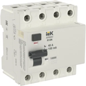 IEK ARMAT Выключатель дифференциального тока R10N 4P 40А 100мА тип AC - AR-R10N-4-040C100 IEK ARMAT Выключатель дифференциального тока R10N 4P 40А 100мА тип AC - AR-R10N-4-040C100