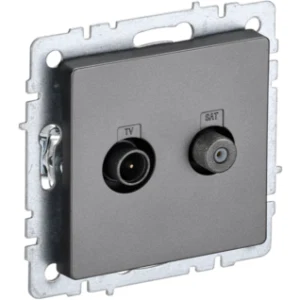 IEK BRITE Розетка двойная TV+SAT РТВ/РСп12-БрС сталь - BR-AF20-O-K46 IEK BRITE Розетка двойная TV+SAT РТВ/РСп12-БрС сталь - BR-AF20-O-K46