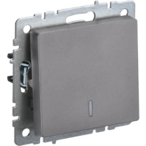 IEK BRITE Выключатель 1-клавишный с индикацией 10А ВС10-1-1-БрС сталь - BR-V10-1-10-K46 IEK BRITE Выключатель 1-клавишный с индикацией 10А ВС10-1-1-БрС сталь - BR-V10-1-10-K46