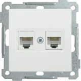 IEK Розетка 2-местная компьютерная РК10-2-Б RJ45 Cat5e BOLERO белый