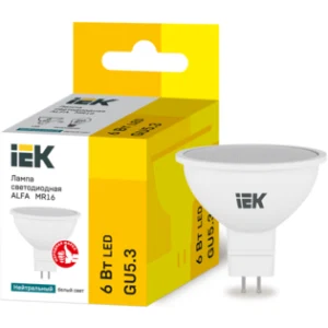 IEK Лампа светодиодная ALFA MR16 софит 6Вт 230В 4000К GU5,3 - LLA-MR16-6-230-40-GU5 IEK Лампа светодиодная ALFA MR16 софит 6Вт 230В 4000К GU5,3 - LLA-MR16-6-230-40-GU5