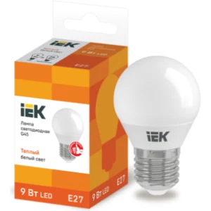 IEK Лампа светодиодная G45 шар 9Вт 230В 3000К E27 - LLE-G45-9-230-30-E27 IEK Лампа светодиодная G45 шар 9Вт 230В 3000К E27 - LLE-G45-9-230-30-E27